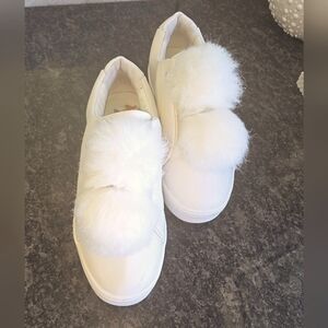 Sam Edelman White Fluffy Sneakers
